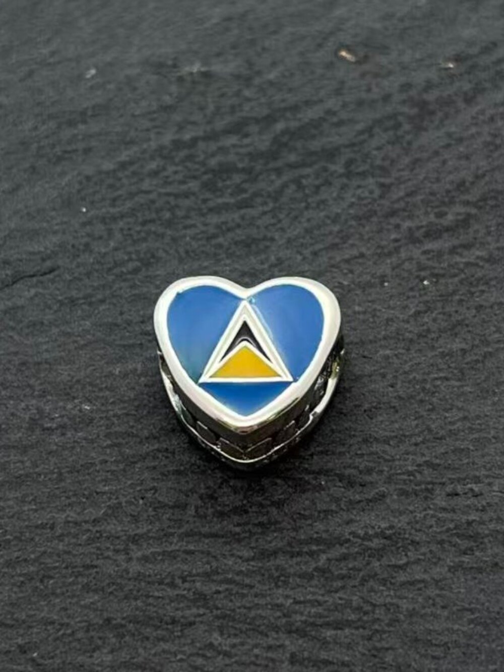 Pandora St. Lucia Saint Lucia Flag Heart Charm Sterling Silver Jewelry